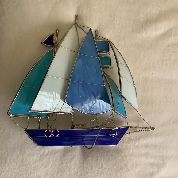 Leaded Glass Sailboat - Picture 8 of 9